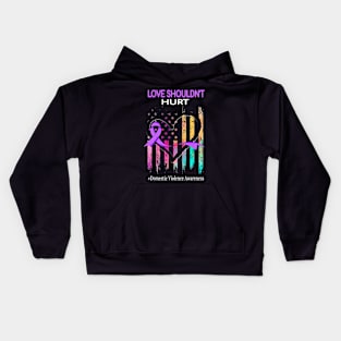 Love Shouldn't Hurt Domestic Violence Awareness Purple Kids Hoodie